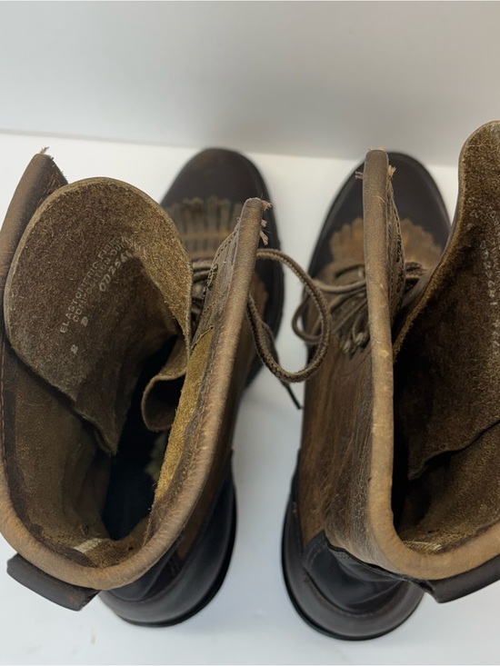 Vtg Double-H Mens Sz 8.5 B Brown Leather Packer Lacer Logger Work Logger Boots main image 4
